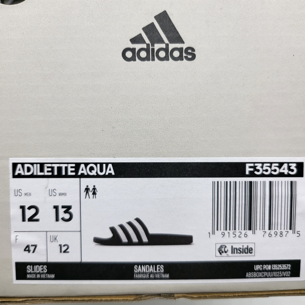New Adidas Adilette Aqua Stripe Slides Men's Size 12 - Picture 7 of 7